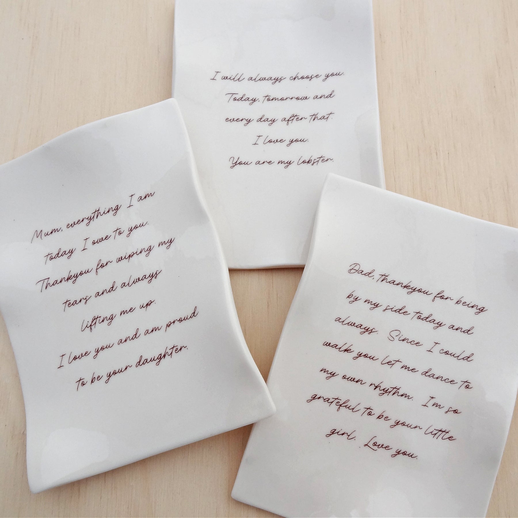 Eternal love letter. Ceramic personalised ring dish, Custom Wedding Gift