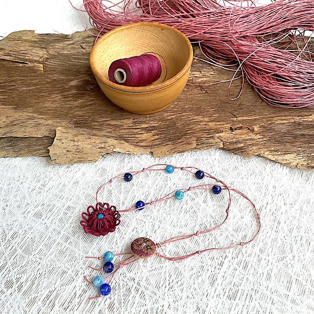 Necklace_Beaded_Flower_Gemstone_Handmade-C