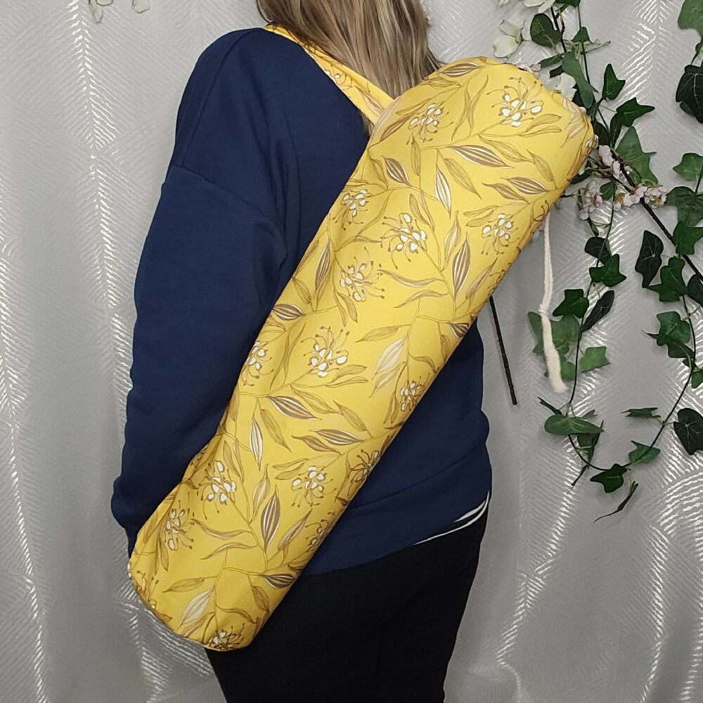 Yoga/Pilates Mat Bag - Yellow Grevillea Flowers