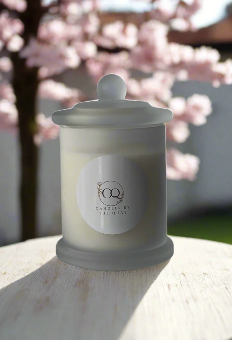 Hand Poured Cherry Blossom scented soy candle - Light the Way to Calm