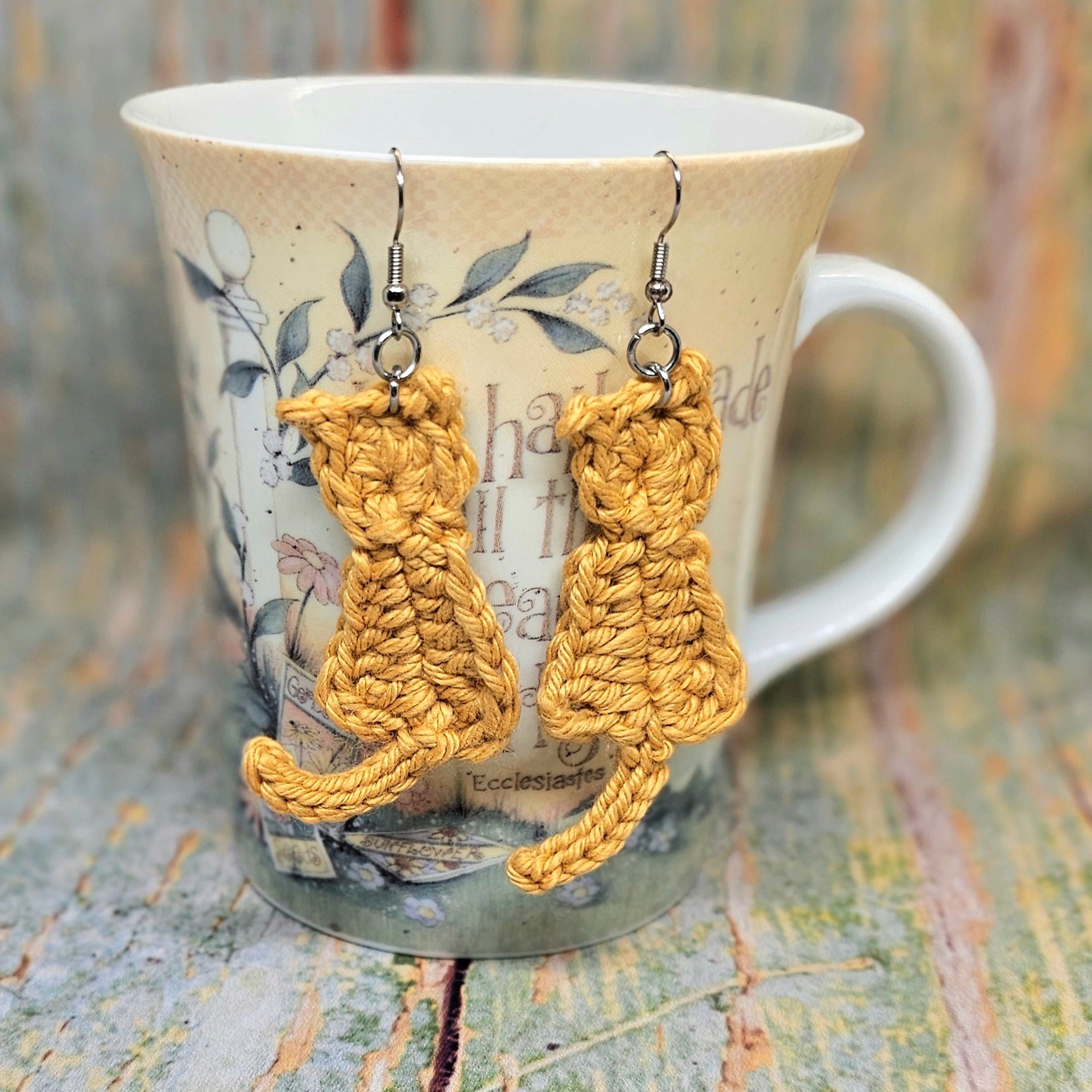 Crocheted Cat Earrings