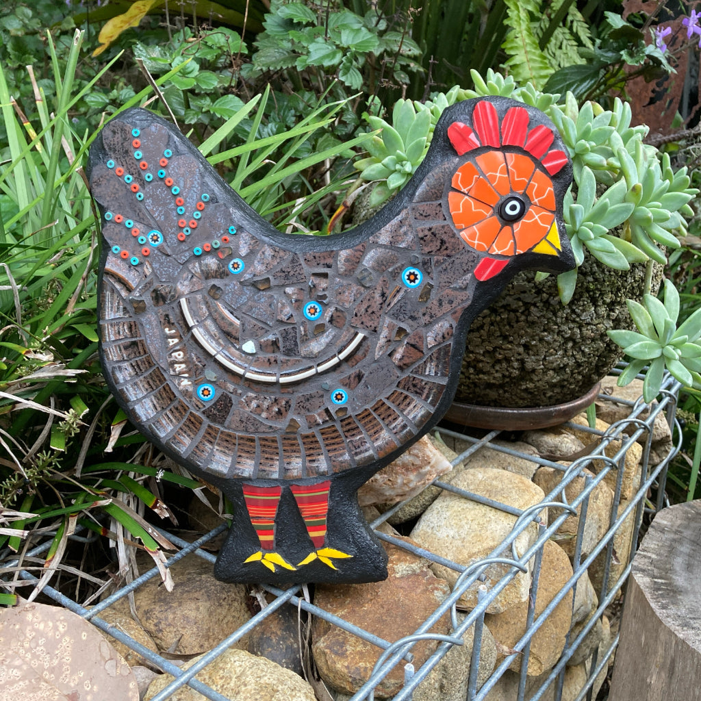 Mosaic Chicken - Upcycled Garden Art