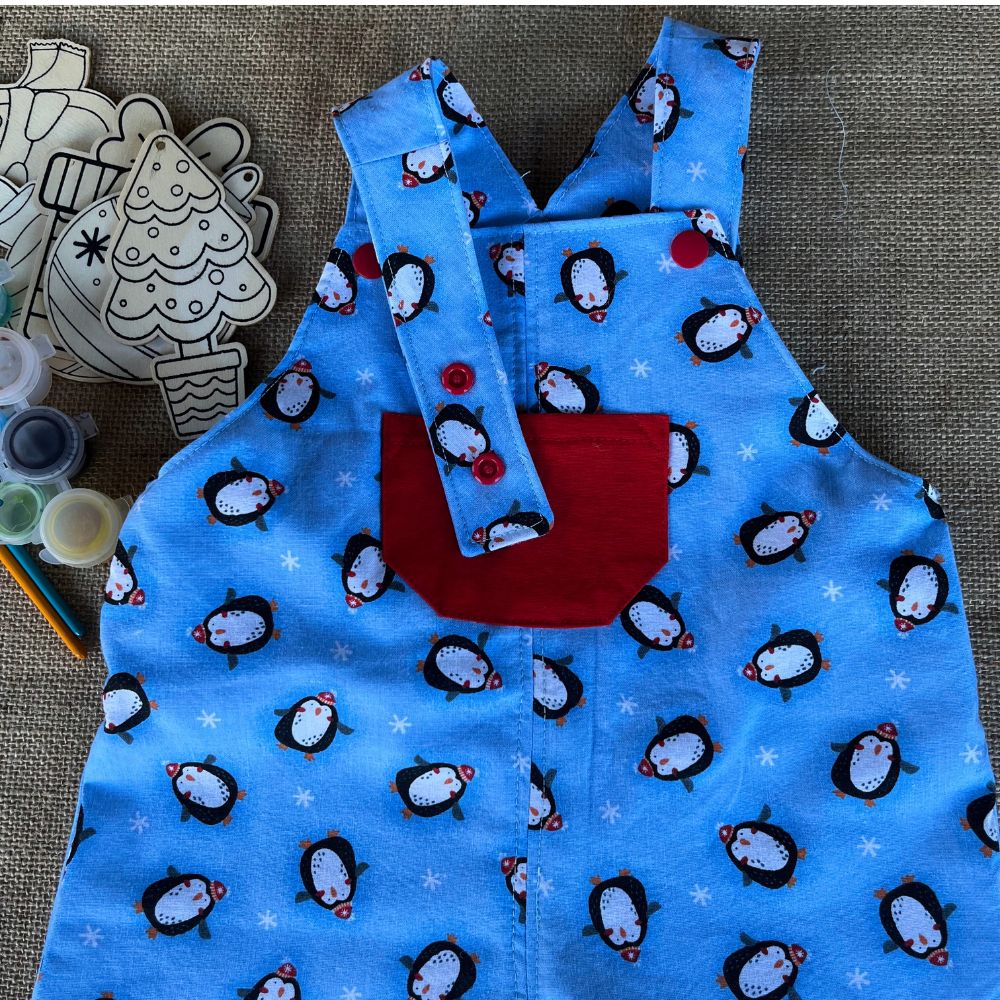Christmas baby overalls/shorts | dungarees | Penguins