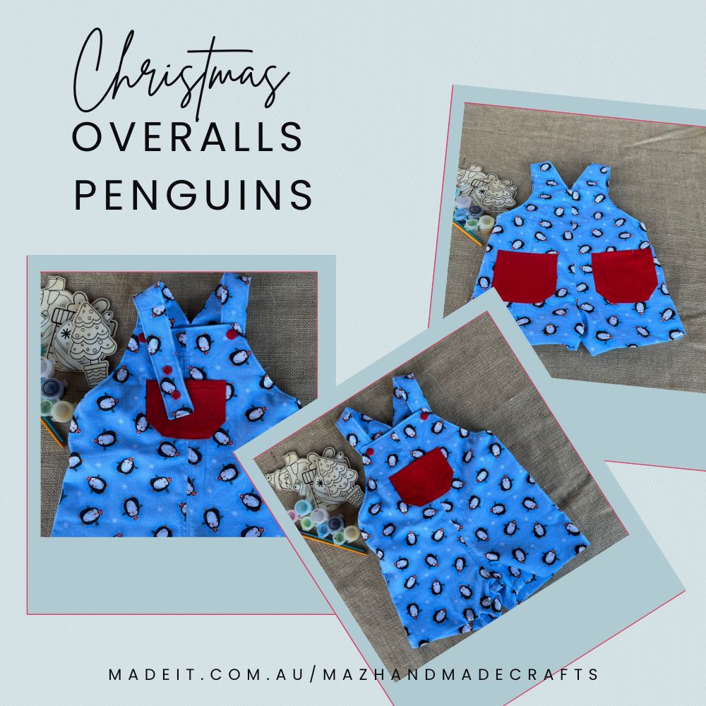 Christmas baby overalls/shorts | dungarees | Penguins