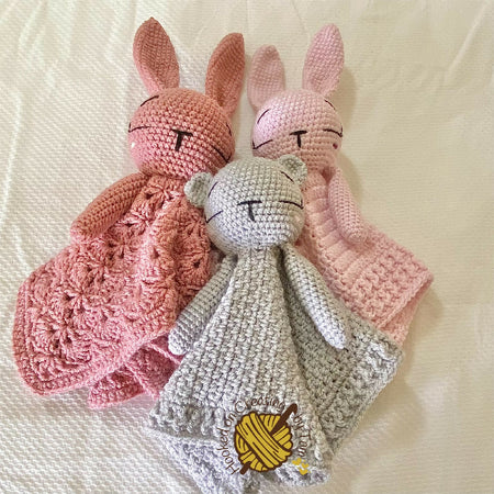 Handmade | Crochet | Bunny | Bear | Security Blanket | Comforter | Lovey