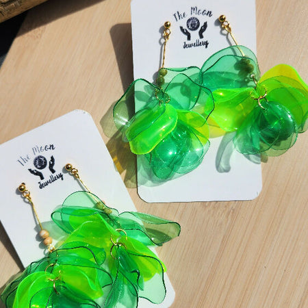 Earrings Made from Beads Crafted from Recycled Plastic Bottles