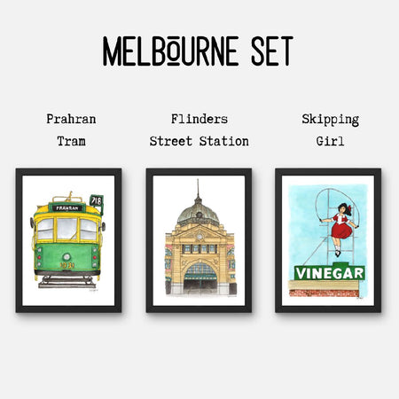 Watercolour Art Print Set of 3 - The Melbourne Series - 'Melbourne Set'