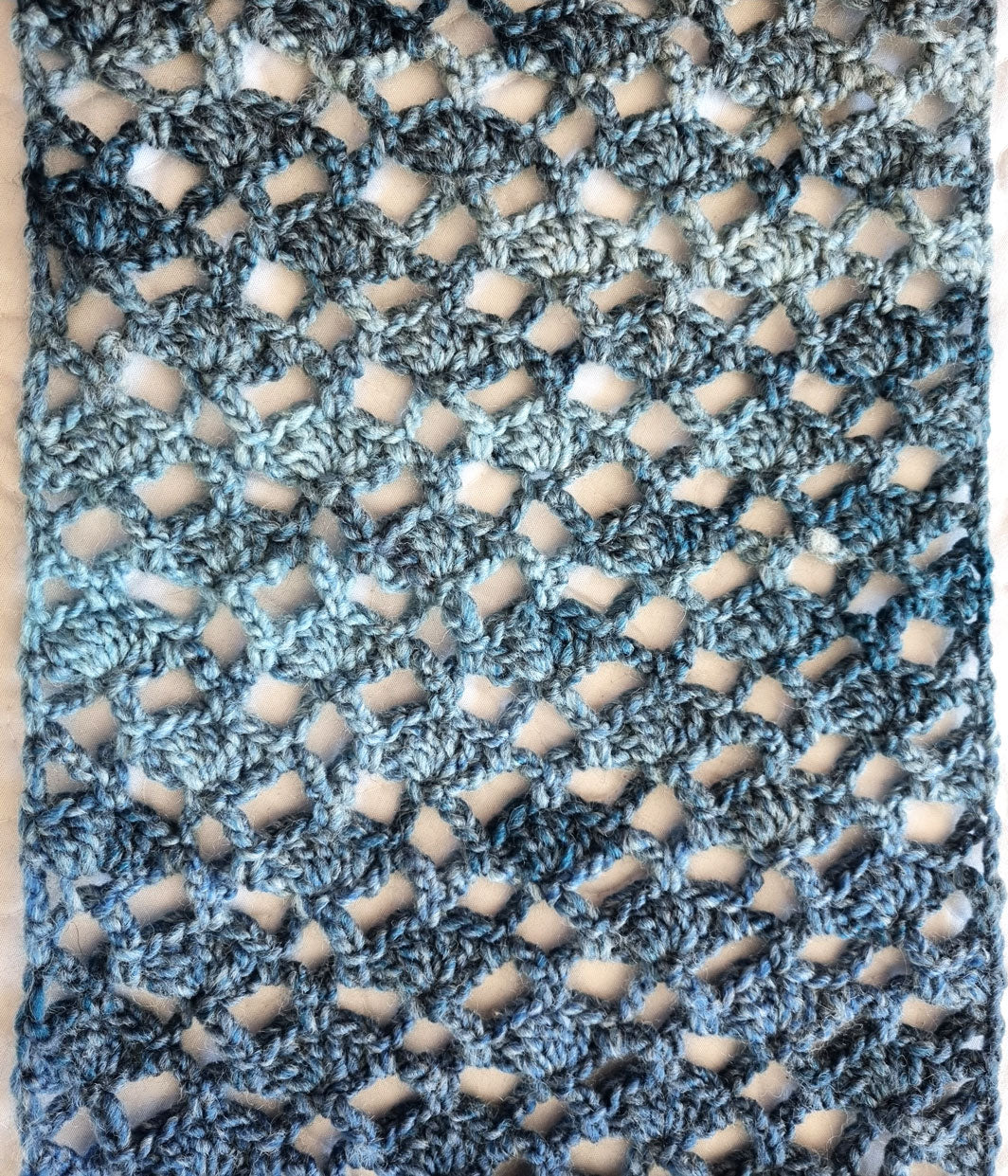 Hand-crocheted Scarf in Blue Denim