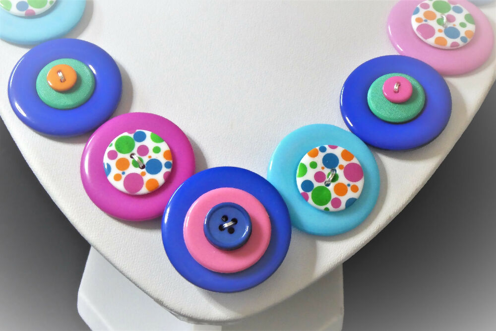 Colourful button necklace - Bubblegum