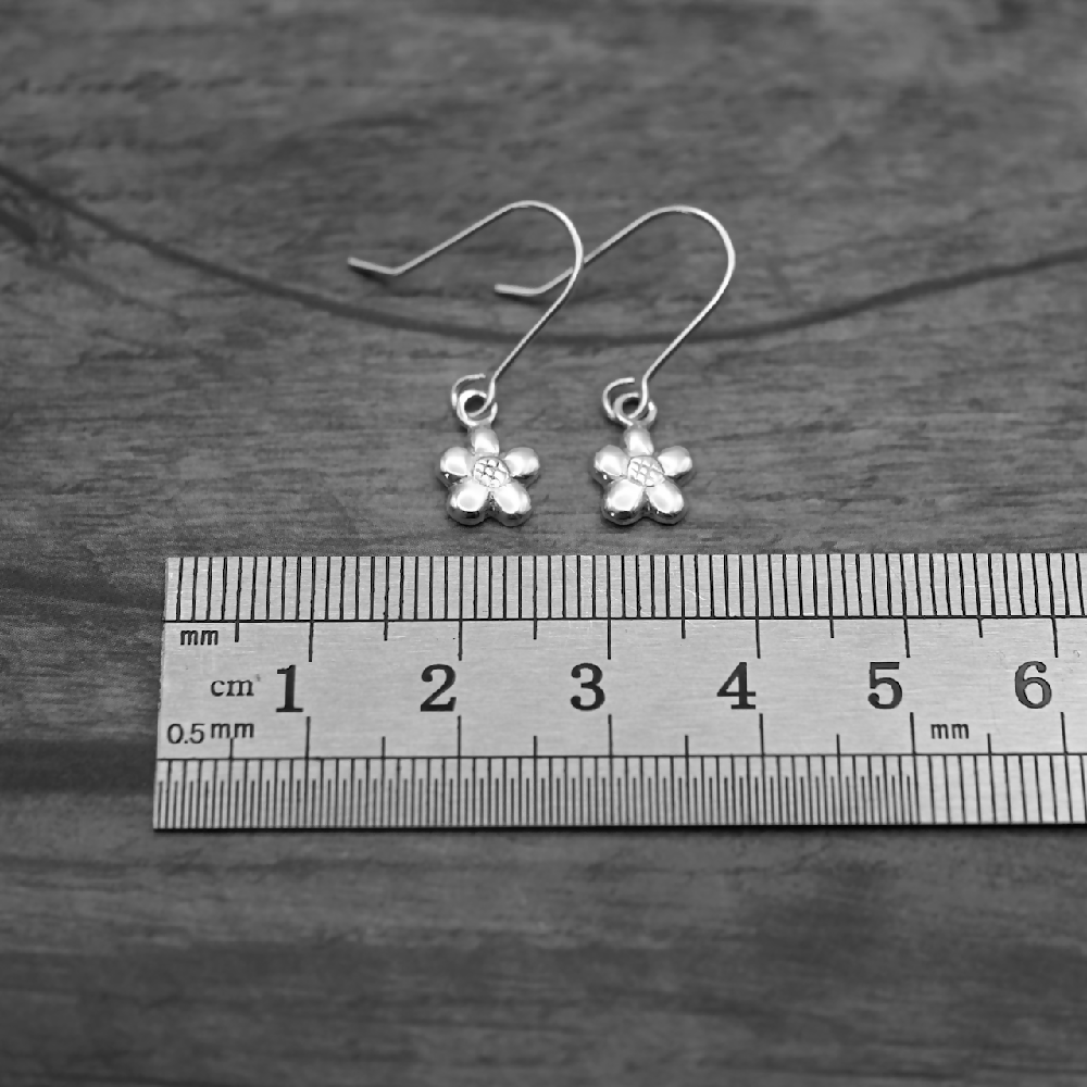 flower earrings sterling silver ruler cms sml