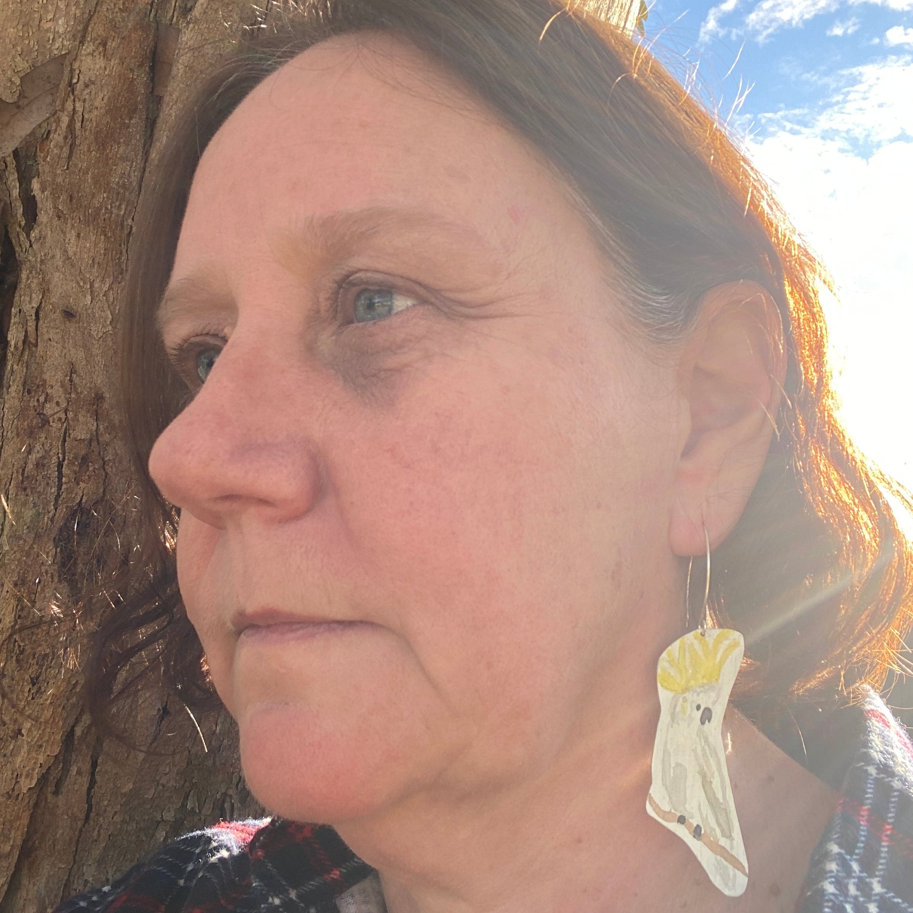Cockatoo Earrings - Hand painted brass statement jewellery