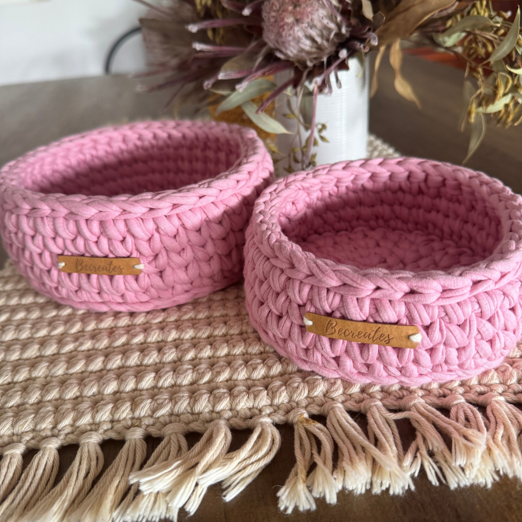 Beautiful quality handmade basket - Gorgeous Venus pink - set of 2 - durable and handy