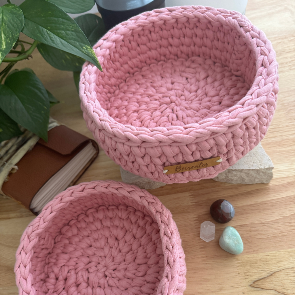 Beautiful quality handmade basket - Gorgeous Venus pink - set of 2 - durable and handy