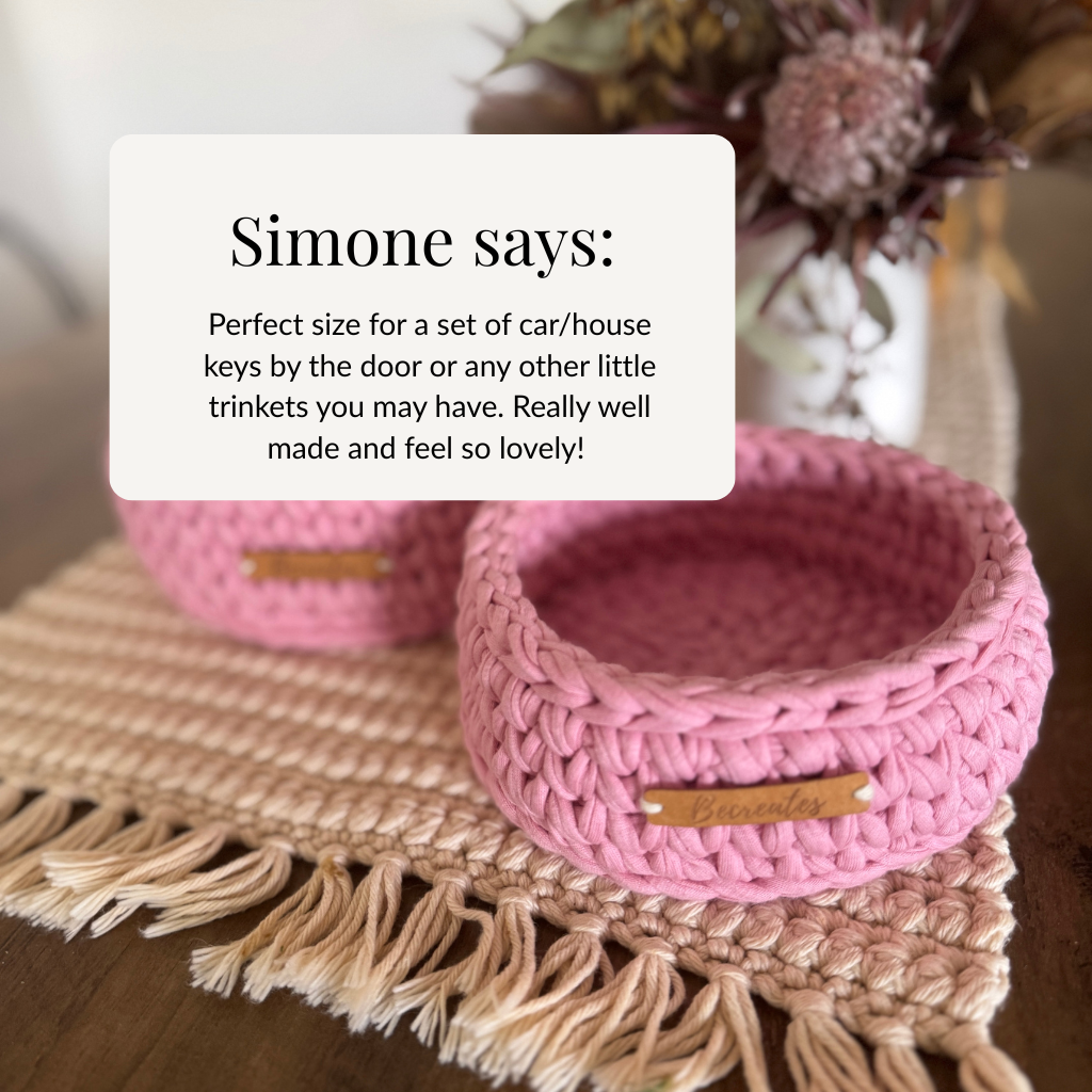 Beautiful quality handmade basket - Gorgeous Venus pink - set of 2 - durable and handy