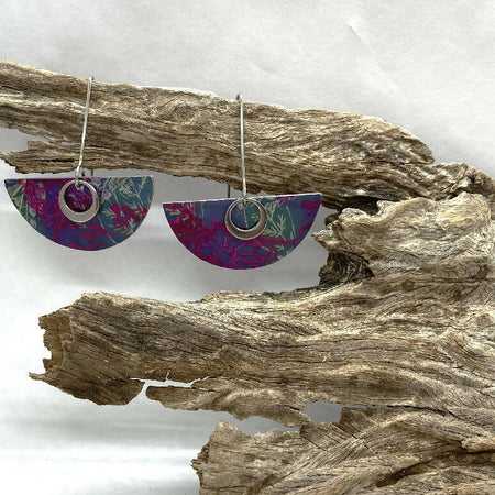 Hand printed anodised aluminium earrings - Botanic Burst Collection
