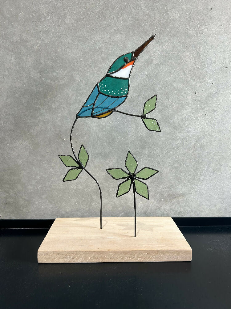 Stained Glass Kingfisher on Australian Timber Block (3)