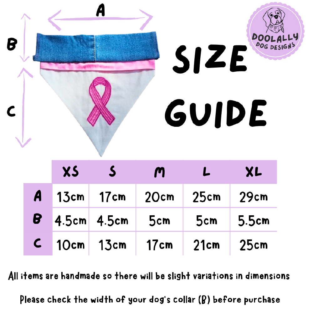 Dog bandana size guide
