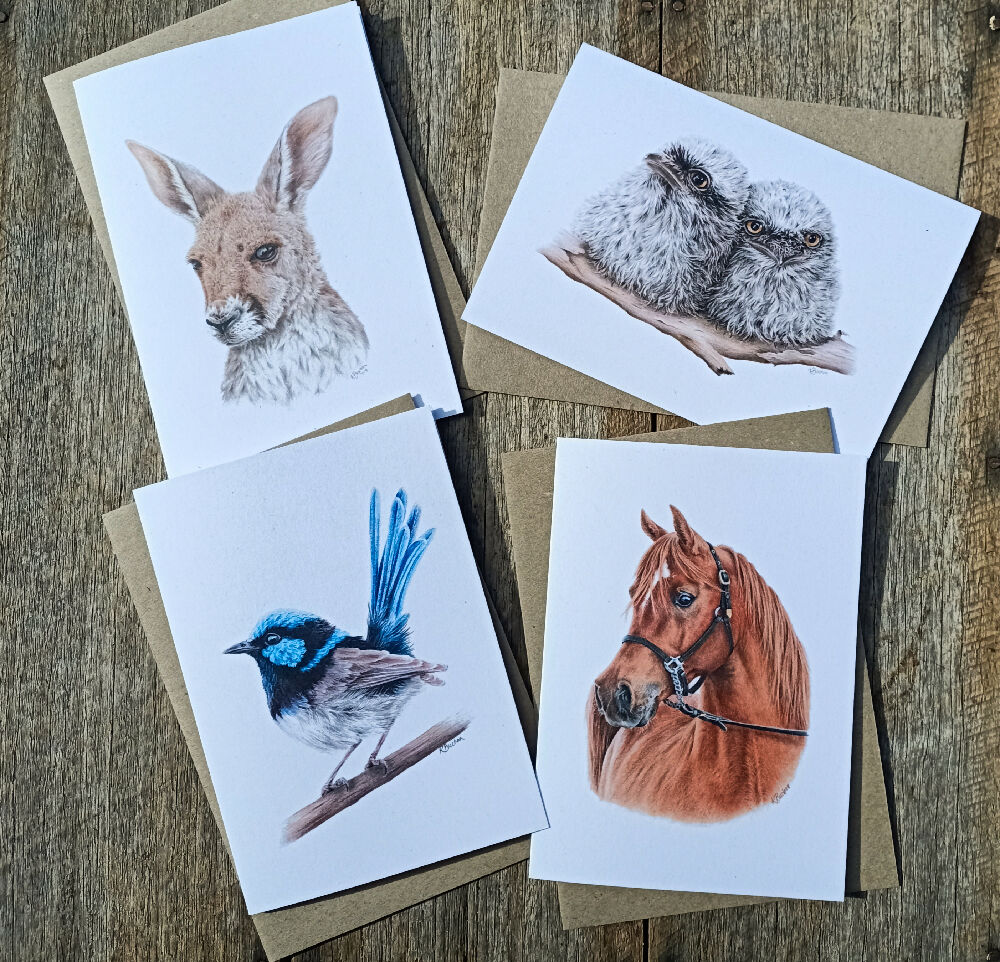 Greeting Cards - 4 pack animal collection