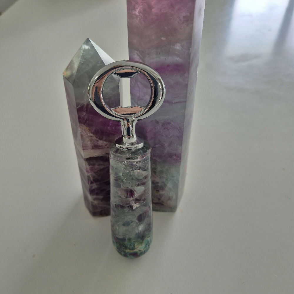 Ruby in Zoisite & fluorite bottle opener 2