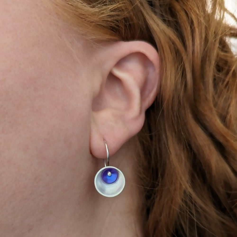 handmade purple niobium × silver small earrings
