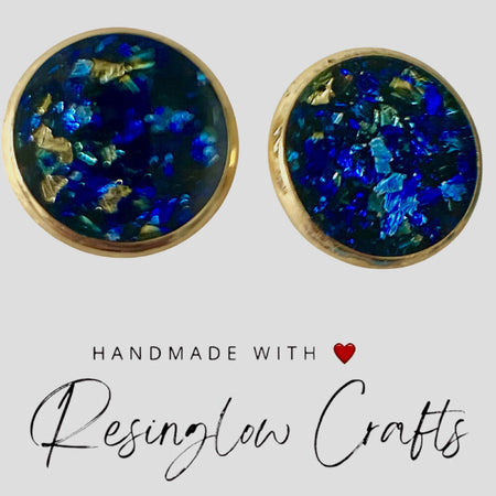 Blue and gold foil earrings