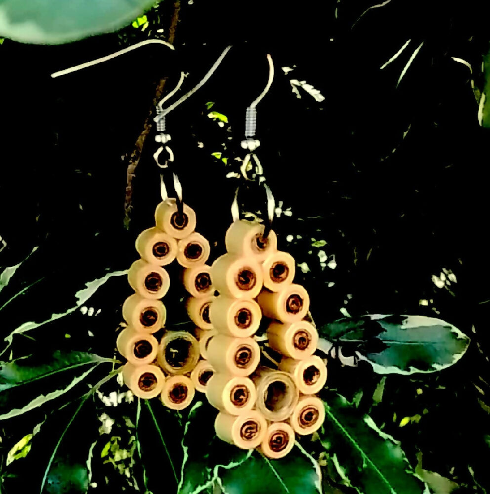 Earrings Quilled Teardrop Circles in Brown