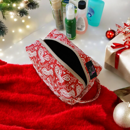 Christmas bird print toiletry bag , makeup bag with waterproof inner