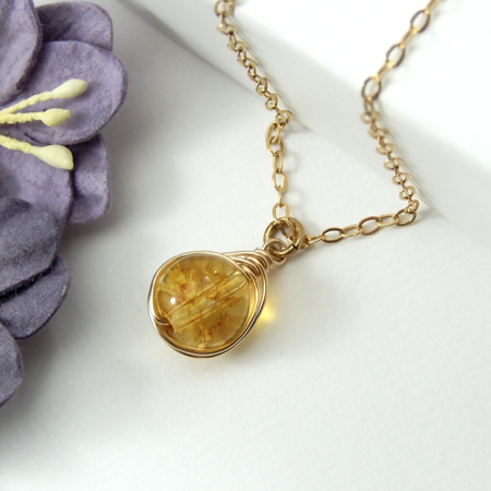 Natural Citrine Necklace,November Birthday Gift