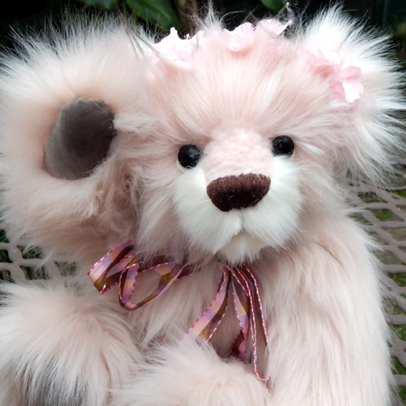 Collectable Teddy Bear, Artisan Teddy Bear, Pink and white Bear