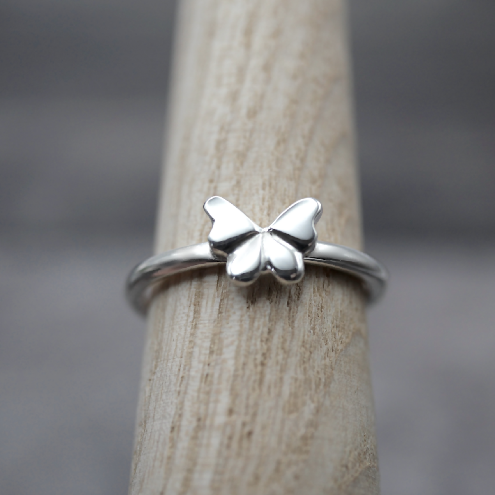 butterfly ring sterling silver wooden stick sml