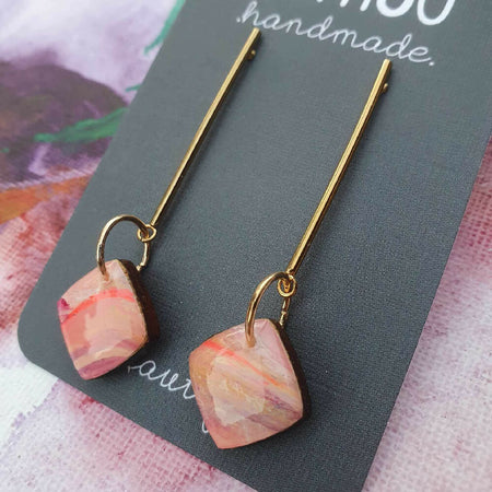 Aurora Collection| Long elegant dangle earrings | Pink purple