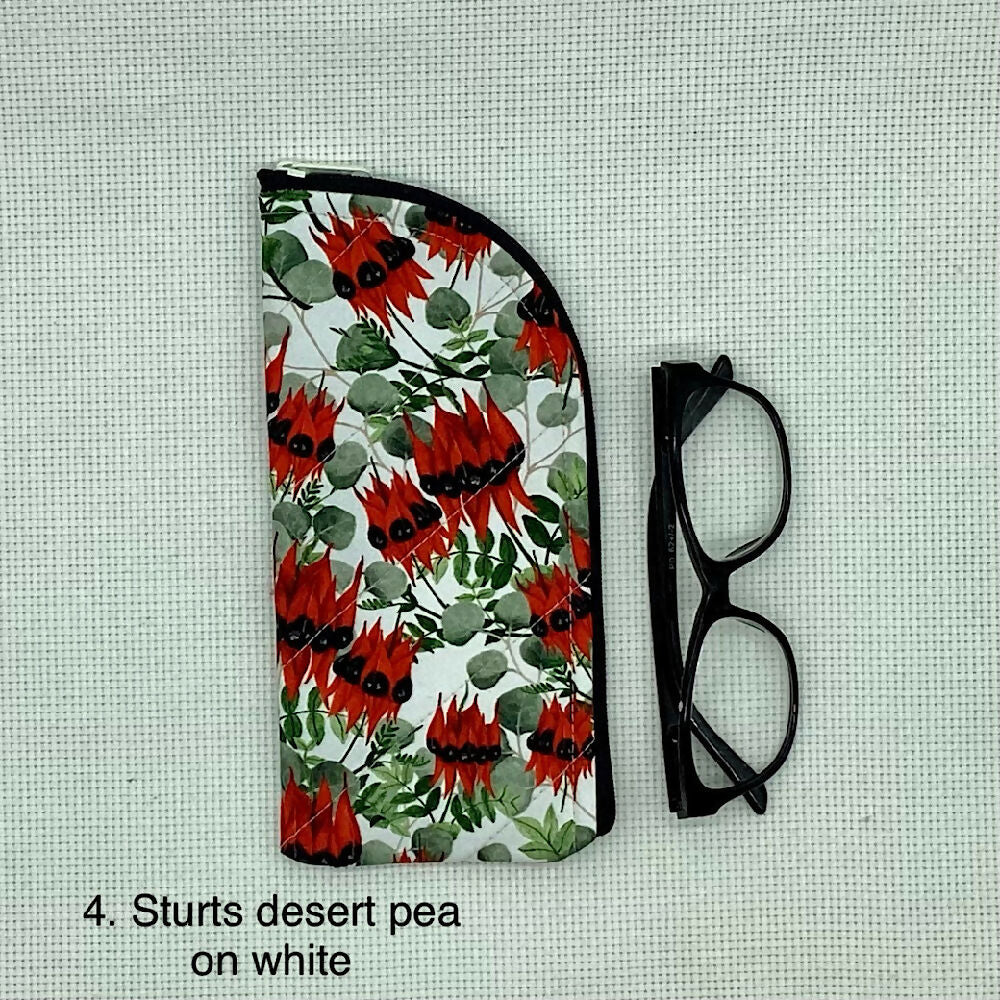 Australian wildflowers curved top zip pouch for glasses, phones, handbag organiser, etc.