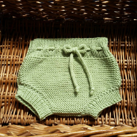 Green merino knit newborn baby bloomers