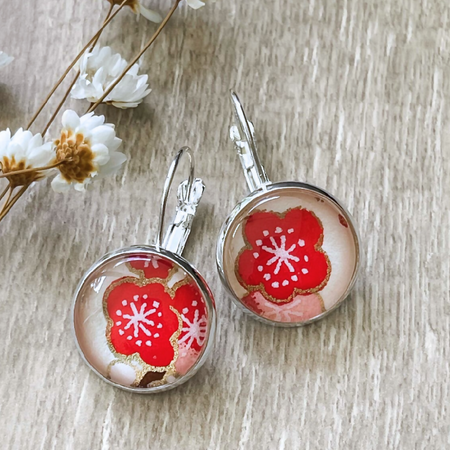 Red earrings • Cherry blossom earrings