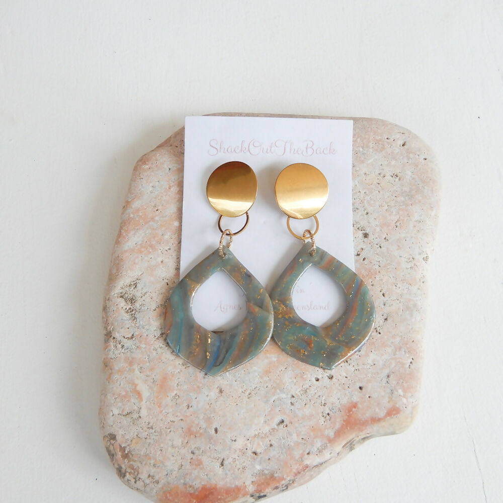 Polymer Clay Earrings "Agarra" Teardrop