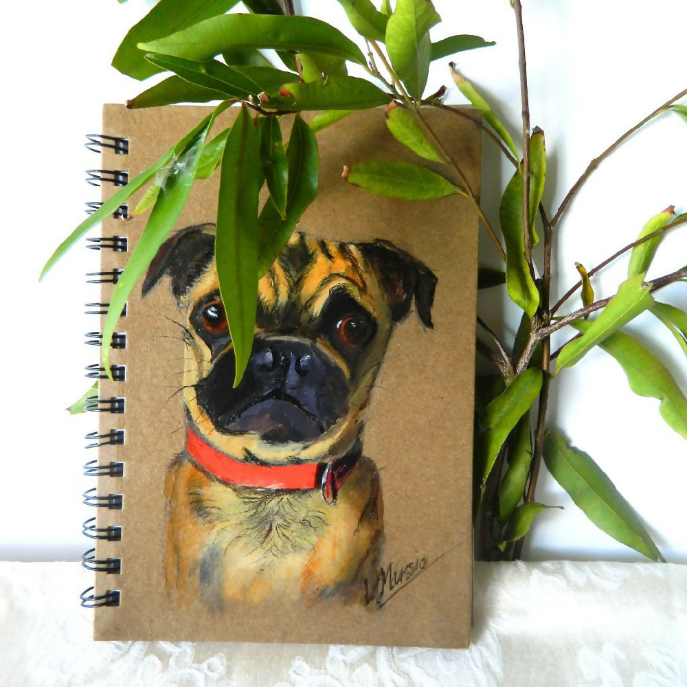 pug amongst the gum leaves