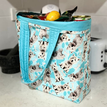 Lined Grocery Tote….with storage pouch….West Highland Terrier