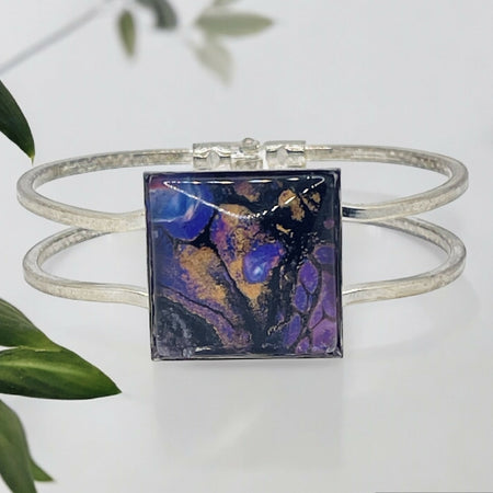 Silver Plated Fluid Art Bangle