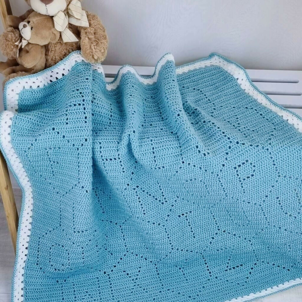 ABC Baby Blanket Teal Acrylic 3