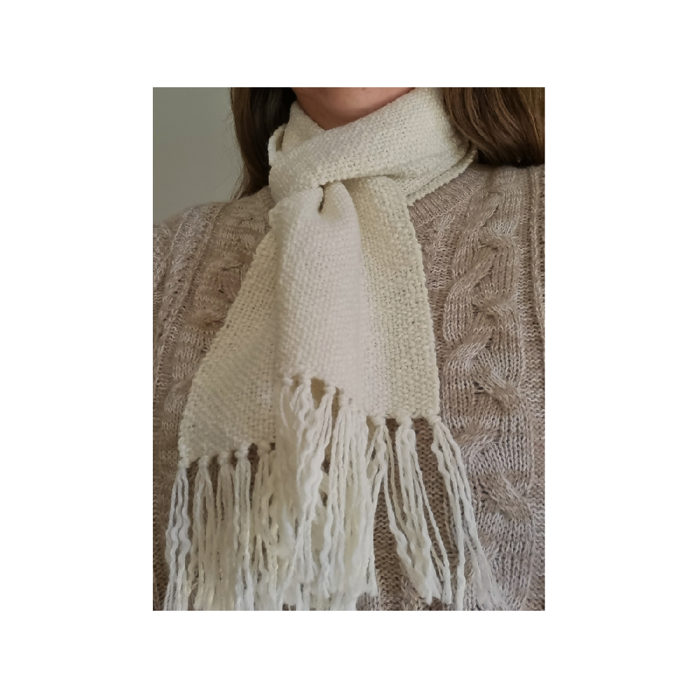 Handwoven wool scarf made with Bendigo Woollen Mill yarn