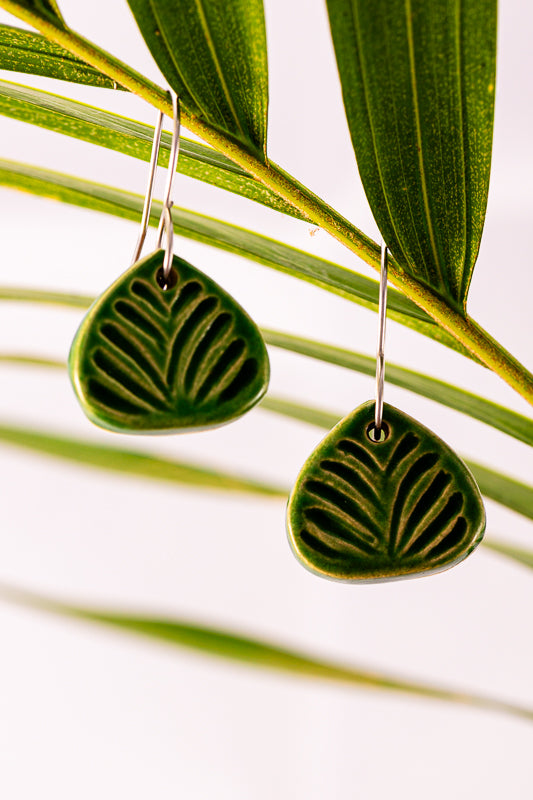 Daintree leaf light weight ceramic earrings