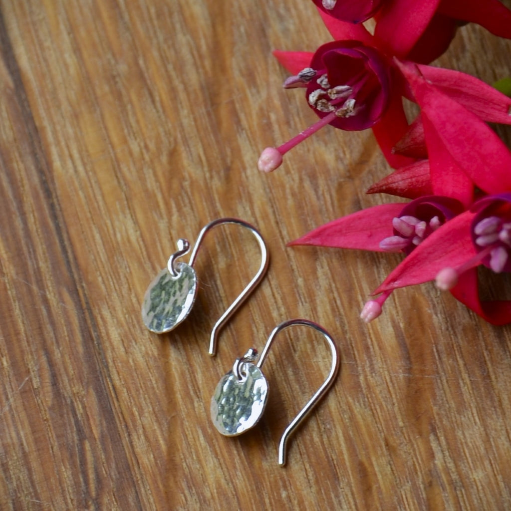 Hammered Reclaimed Silver Earrings