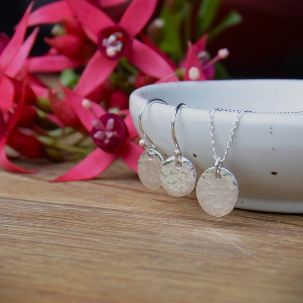 Hammered Reclaimed Silver Earrings