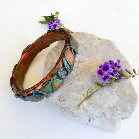 Copper & Green Polymer Clay Bangle 