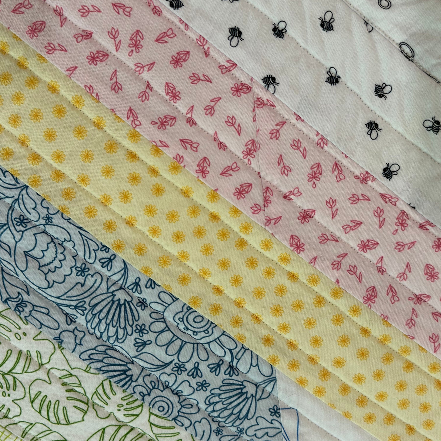 Striped Childrens' Quilt with Dinosaur Panel Backing