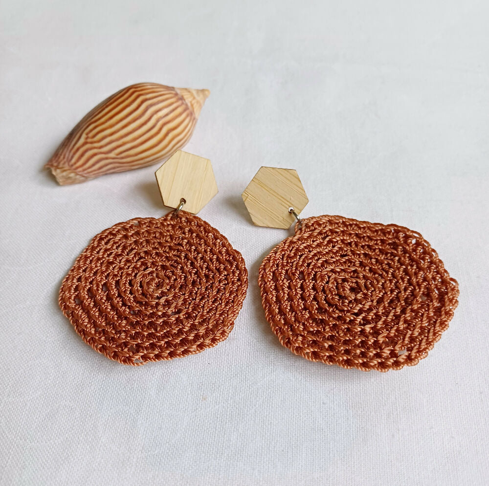 Hexagon Earrings - Copper