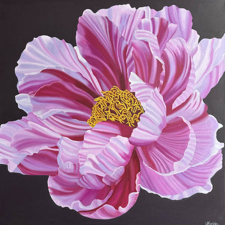 Hand Painted Pink Peony Oil Painting