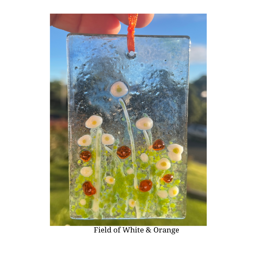 Unique Fused Glass Sun Catchers with Garden Flowers