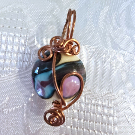 Handcrafted Wire Wrapped Lampwork Pendant