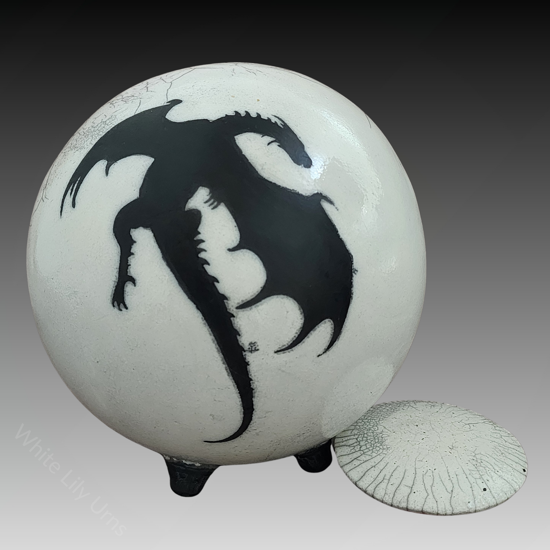 Dragon Moon Raku Fired Pottery Urn
